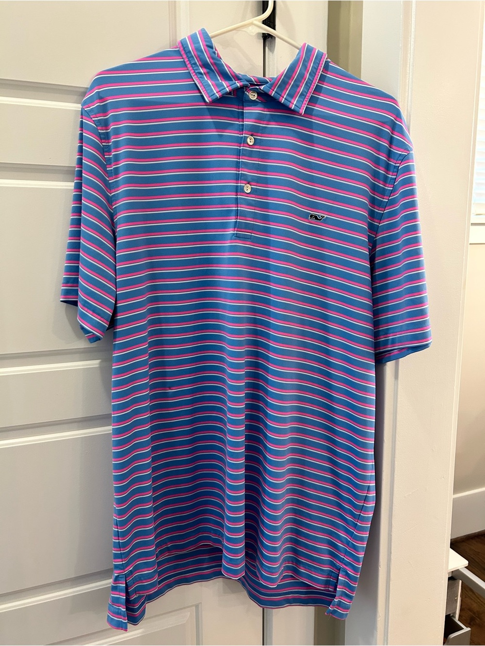Vineyard Vines Blue & Pink Striped Polo